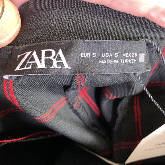 Zara Black and Red Windowpane Check Pants NWT - Picture 3 of 7